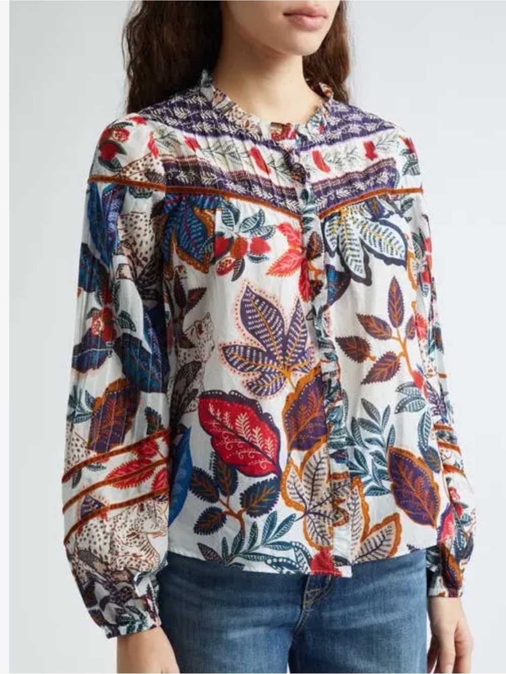 Farm Rio Wild Night Button Down Blouse size L
